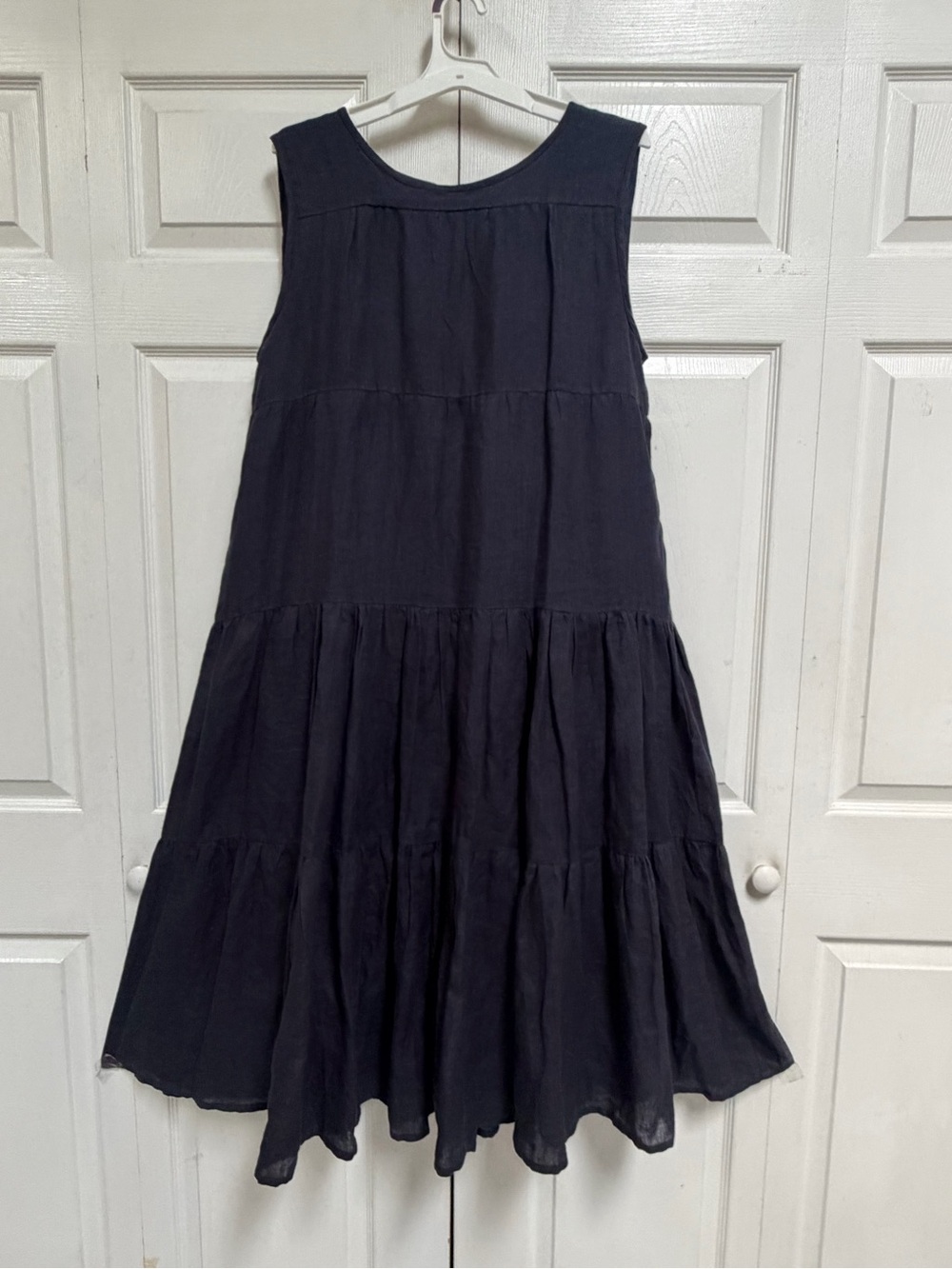 Tribe Alive Navy Blue 109% Linen Tiered Sleeveless Maxi Dress Women’s Size XL